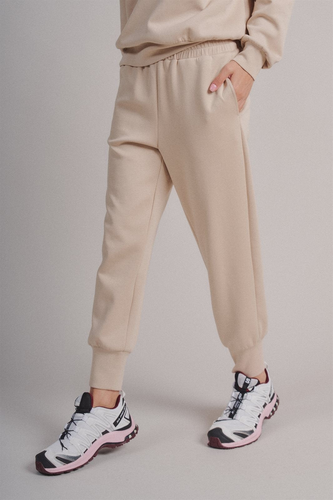 Scuba High Rise Joggers Sweatpants Pilates Athflow for Women in Sand - Women's Wholesale Fashion | Trend Notes