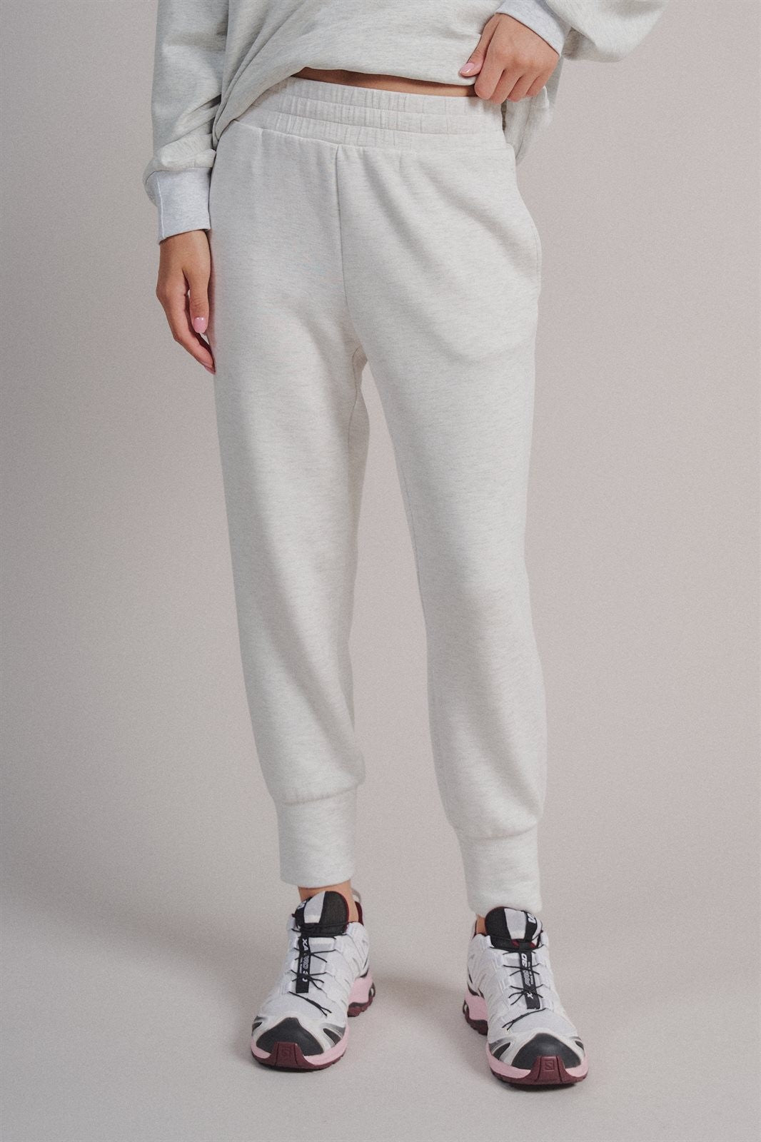 Scuba High Rise Joggers Sweatpants Pilates Athflow for Women in White Melange - Women's Wholesale Fashion | Trend Notes