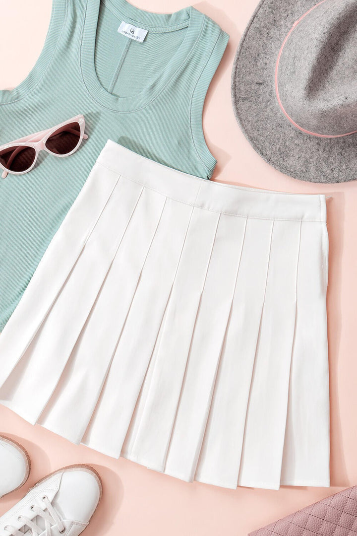 PLEATED TENNIS MINI SKIRT in White - Women's Wholesale Mini Skirts | Trend Notes