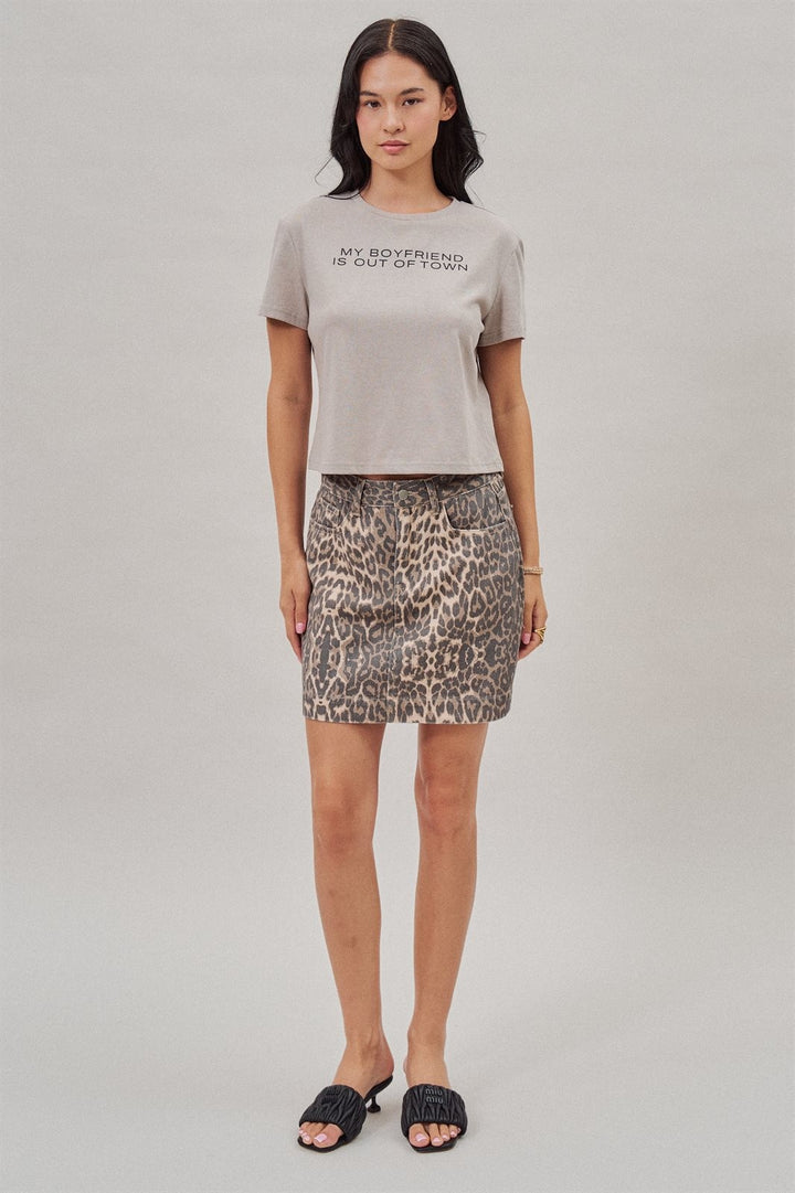 Leopard Print Twill A Line Mini Skirt with Pockets in Leopard - Women's Wholesale Skirts | Trend Notes