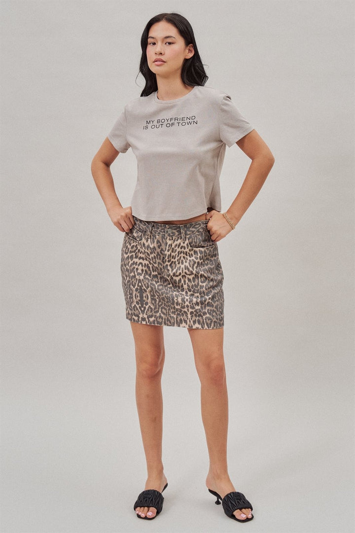 Leopard Print Twill A Line Mini Skirt with Pockets in Leopard - Women's Wholesale Skirts | Trend Notes