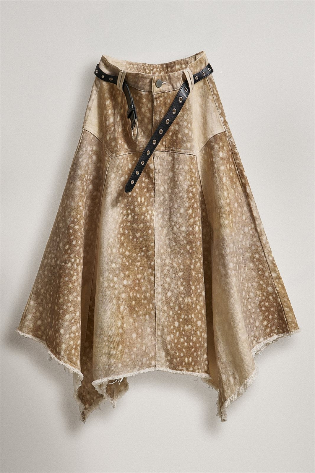 Fawn Bambi Print Hi Low Maxi Skirt Boho Western Cowgirl  in Khaki - Women's Wholesale Skirts | Trend Notes