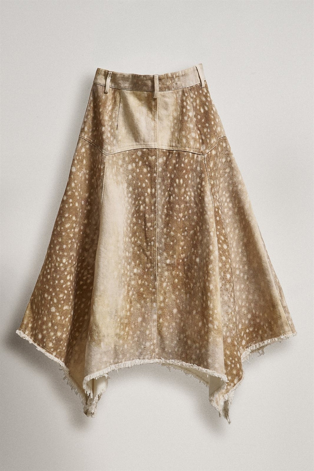 Fawn Bambi Print Hi Low Maxi Skirt Boho Western Cowgirl  in Khaki - Women's Wholesale Skirts | Trend Notes