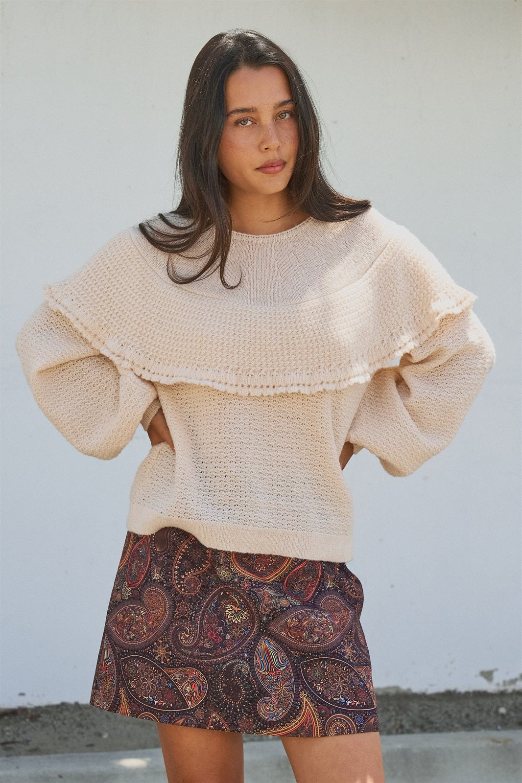Paisley Print A Line Mini Skirt in Warm Multi in Brown - Women's Wholesale Mini Skirts | Trend Notes