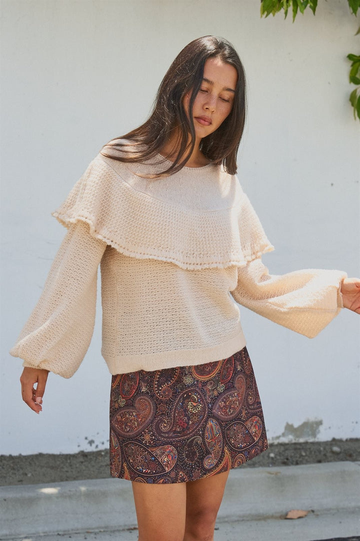 Paisley Print A Line Mini Skirt in Warm Multi in Brown - Women's Wholesale Mini Skirts | Trend Notes