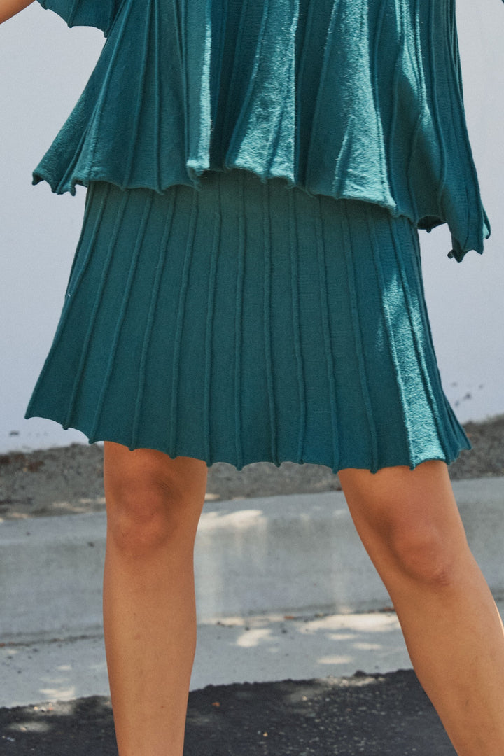 Pleated Knit Flowy Mini Skirt in Grey - Women's Wholesale Maxi Skirts | Trend Notes