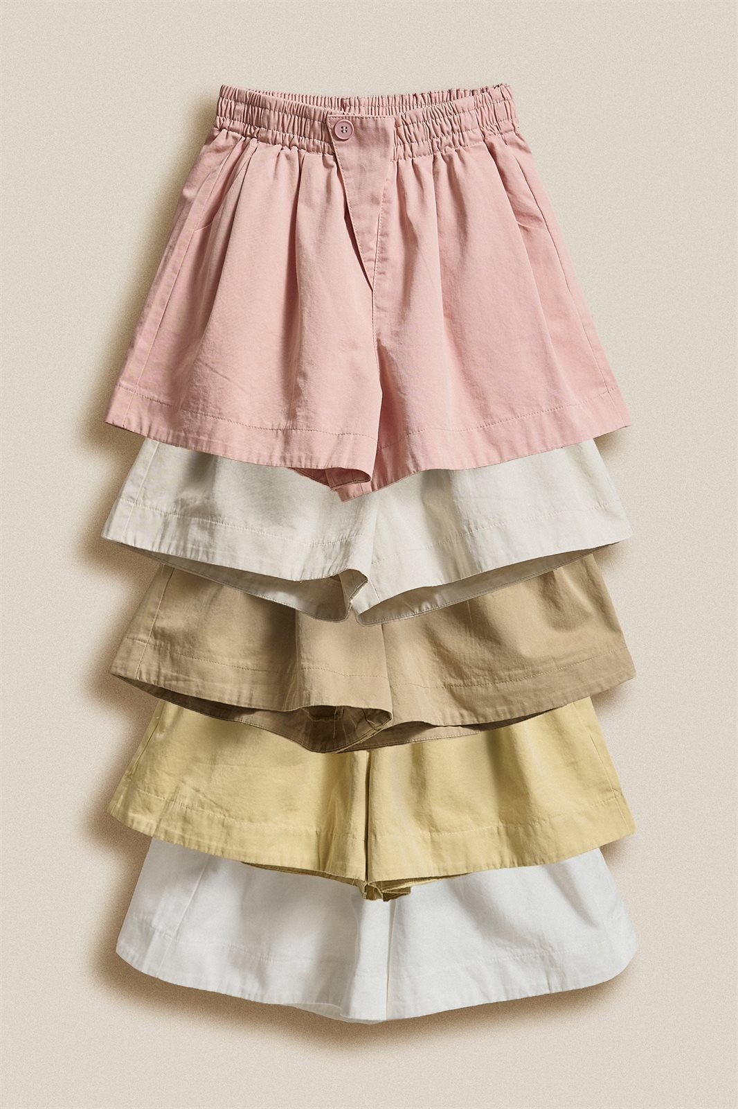 Cotton Pleated Womens Shorts Coastal Coquette Boho for Wome in Butter Yellow - Women's Wholesale Fashion | Trend Notes