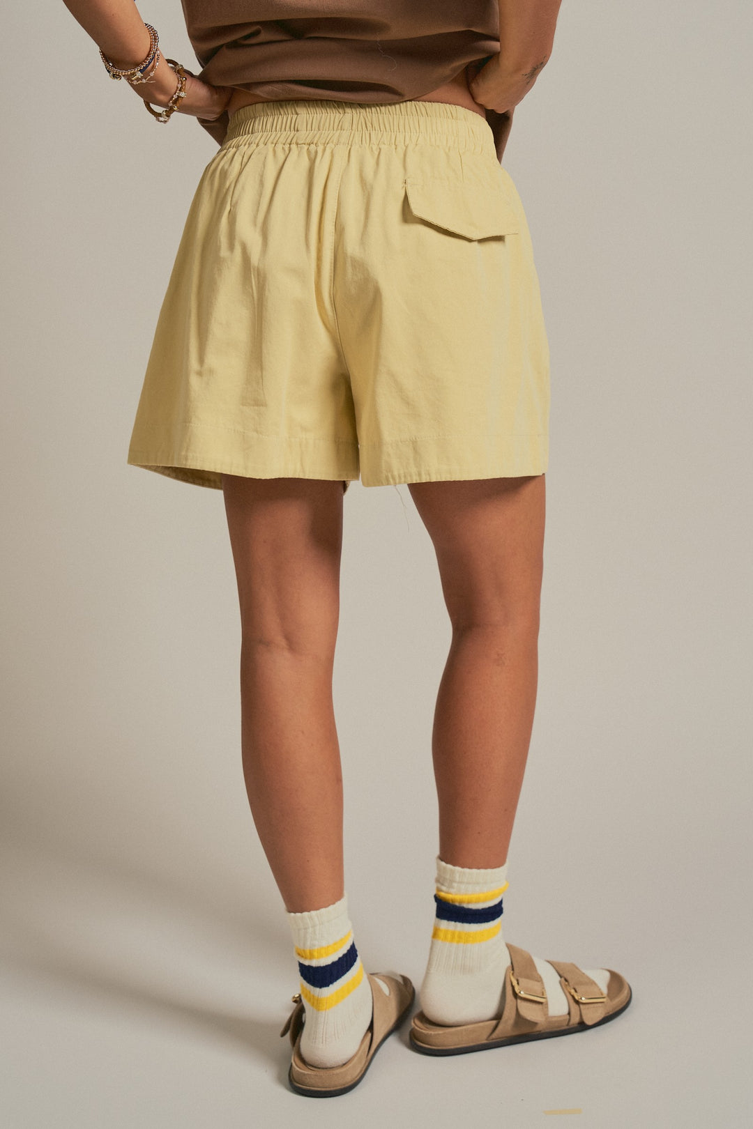 Cotton Pleated Womens Shorts Coastal Coquette Boho for Wome in Butter Yellow - Women's Wholesale Fashion | Trend Notes