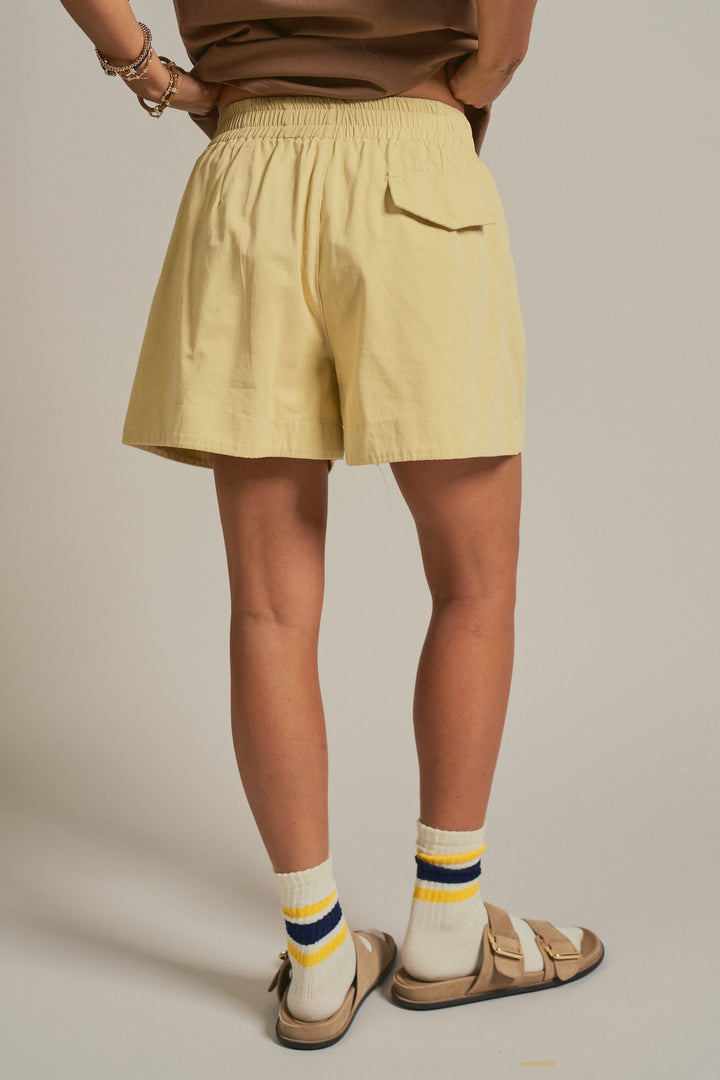 Cotton Pleated Womens Shorts Coastal Coquette Boho for Wome in Butter Yellow - Women's Wholesale Fashion | Trend Notes