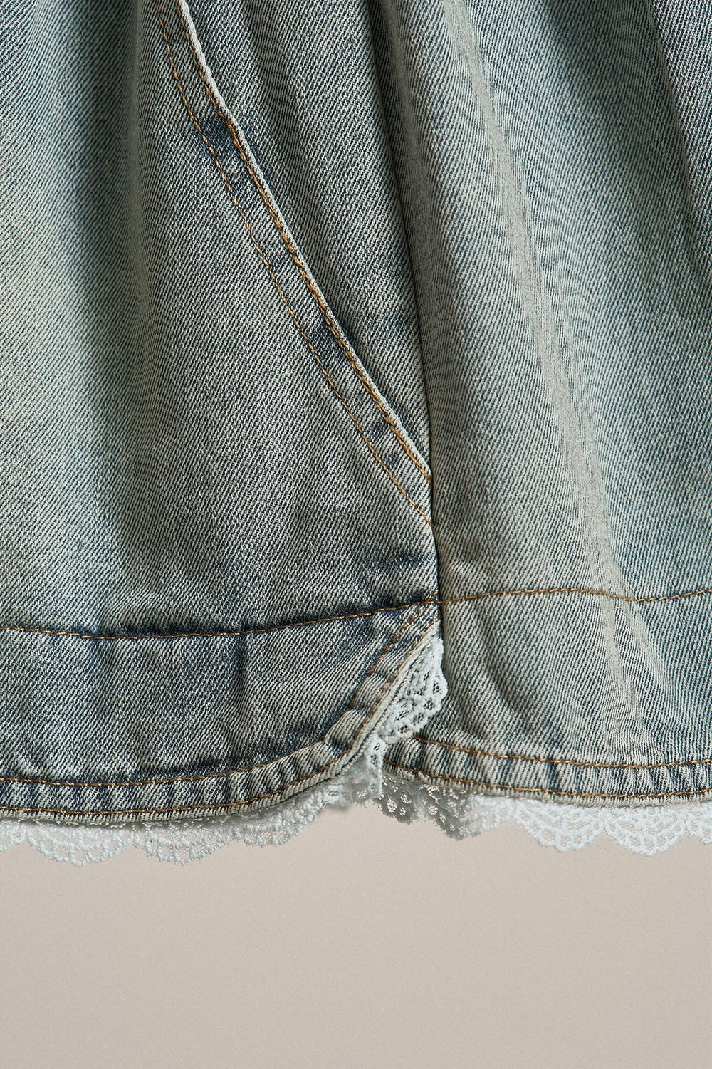 High Rise Lace Trim Denim Shorts Coquette Y2K Boho for Women in Denim - Women's Wholesale Fashion | Trend Notes