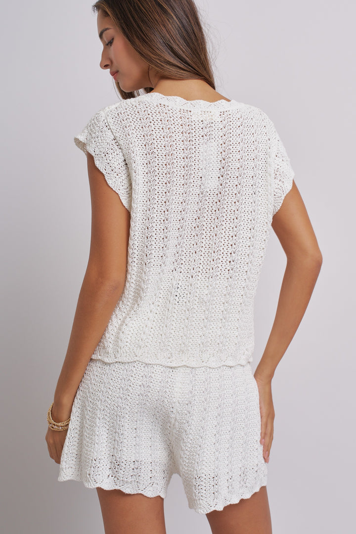 Santorini Breeze Crochet Embroidered Set in Ivory Blue - Women's Wholesale Sets | Trend Notes