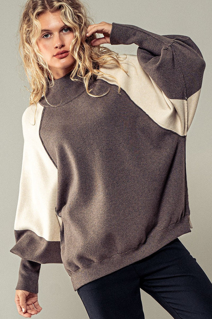 Statement Raglan Sweater in Brown - Women's Wholesale Sweaters | Trend Notes