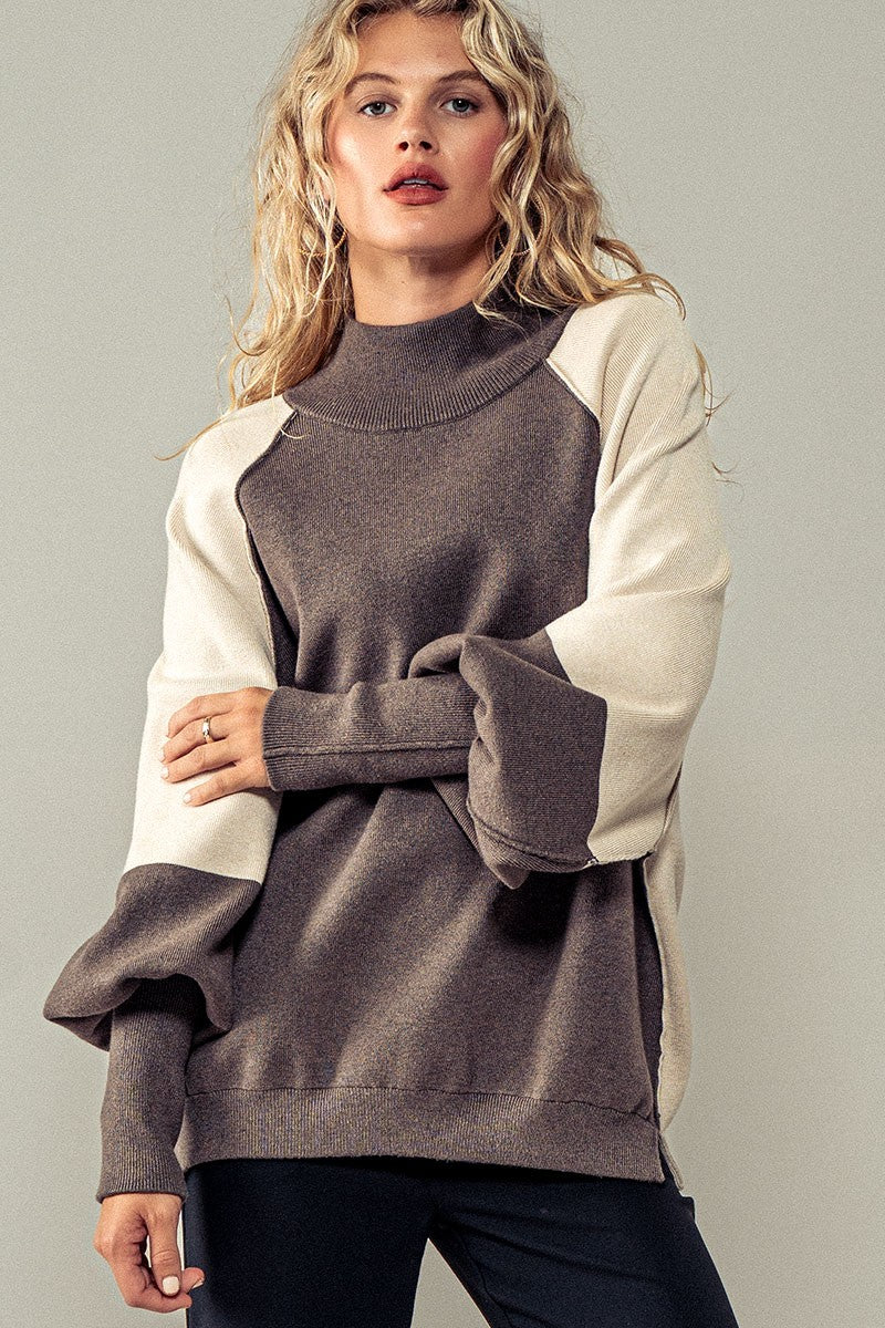 Statement Raglan Sweater in Brown - Women's Wholesale Sweaters | Trend Notes