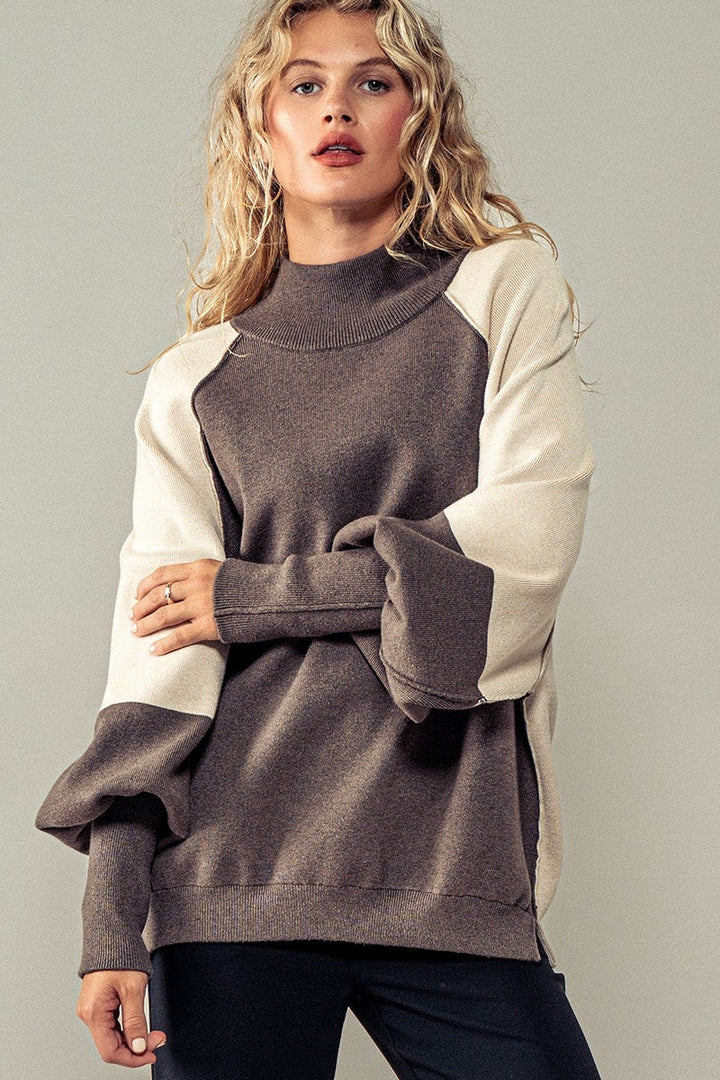 Statement Raglan Sweater in Brown - Women's Wholesale Sweaters | Trend Notes