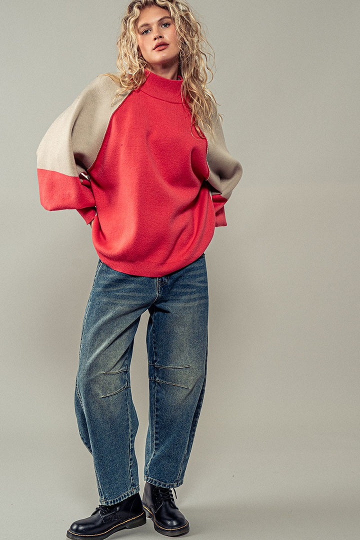 Statement Raglan Sweater in Rust - Women's Wholesale Sweaters | Trend Notes