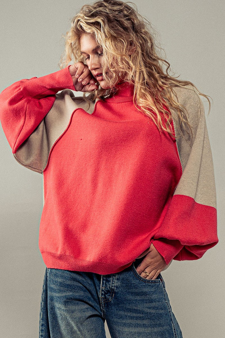 Statement Raglan Sweater in Rust - Women's Wholesale Sweaters | Trend Notes