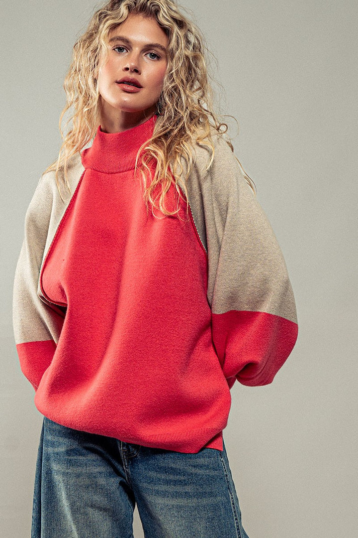 Statement Raglan Sweater in Rust - Women's Wholesale Sweaters | Trend Notes
