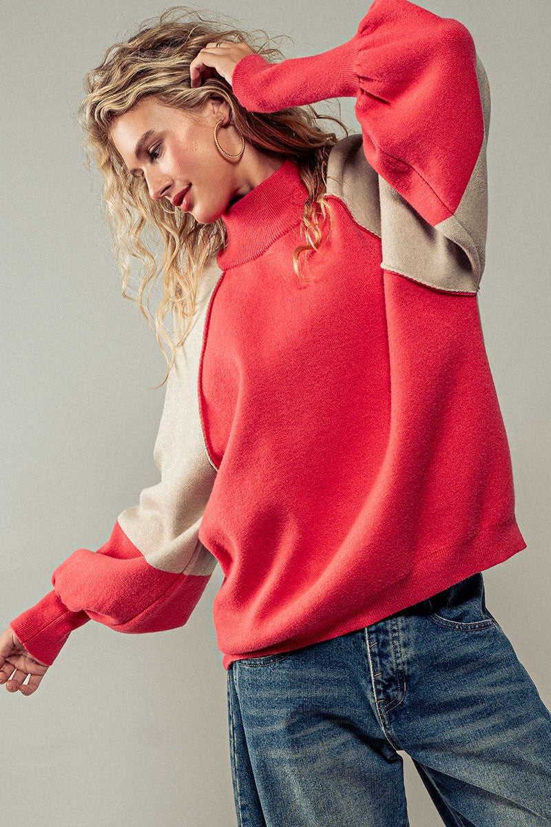 Statement Raglan Sweater in Rust - Women's Wholesale Sweaters | Trend Notes