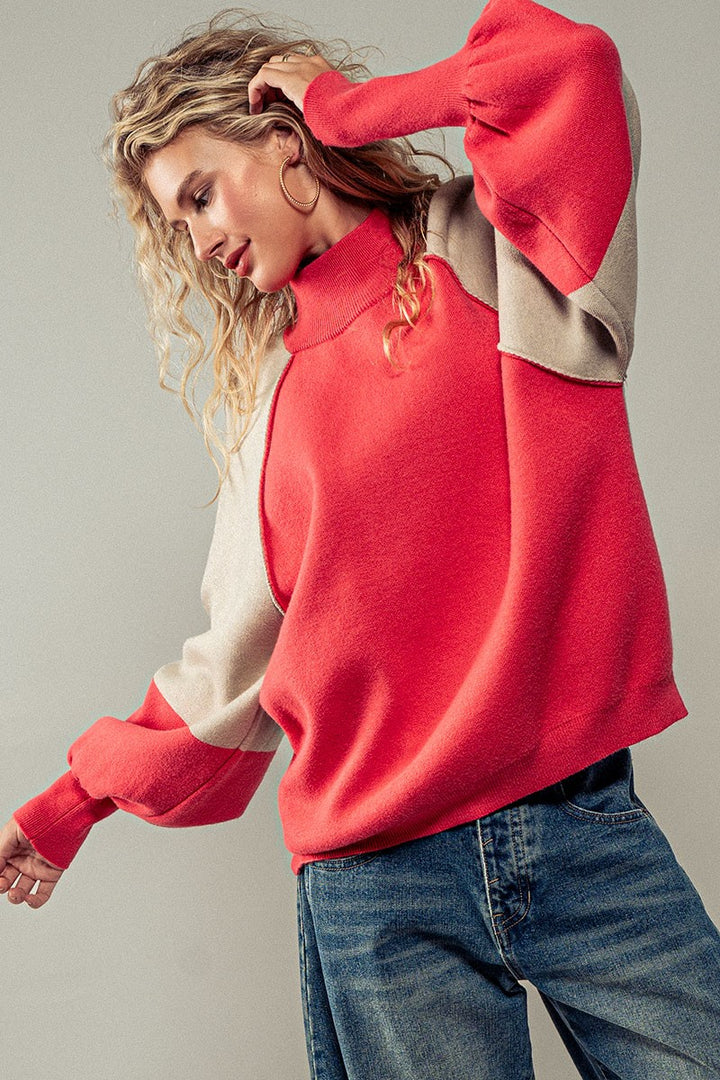 Statement Raglan Sweater in Rust - Women's Wholesale Sweaters | Trend Notes