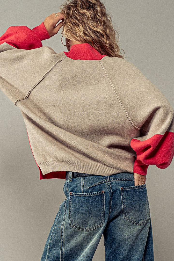Statement Raglan Sweater in Rust - Women's Wholesale Sweaters | Trend Notes