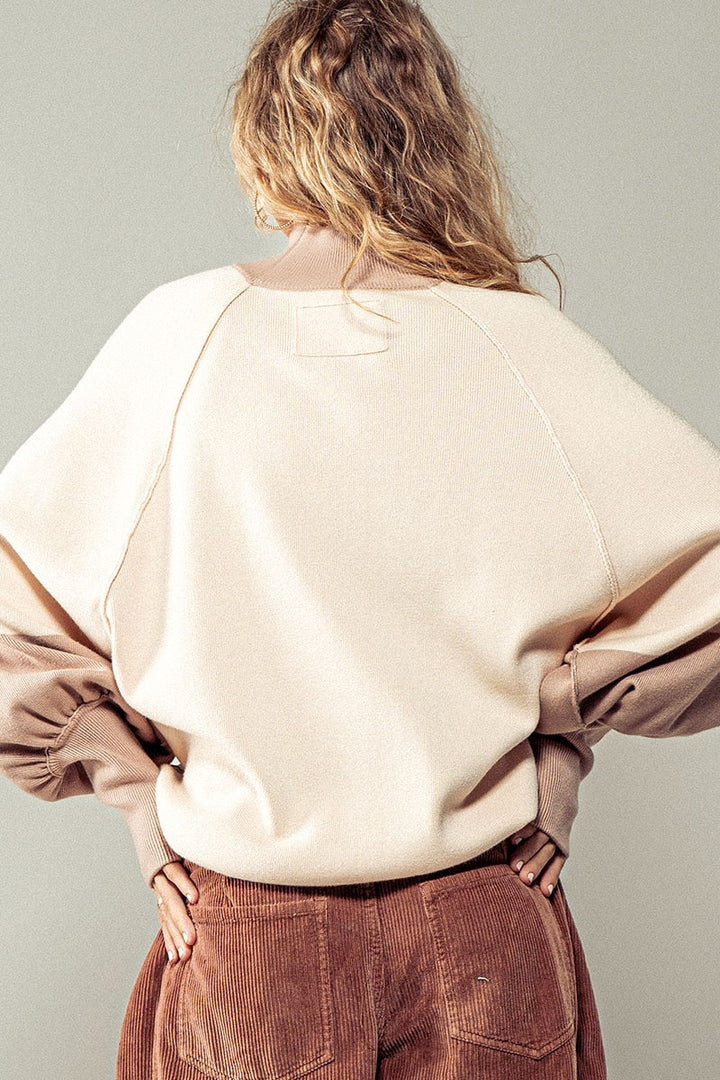 Statement Raglan Sweater in Taupe - Women's Wholesale Sweaters | Trend Notes