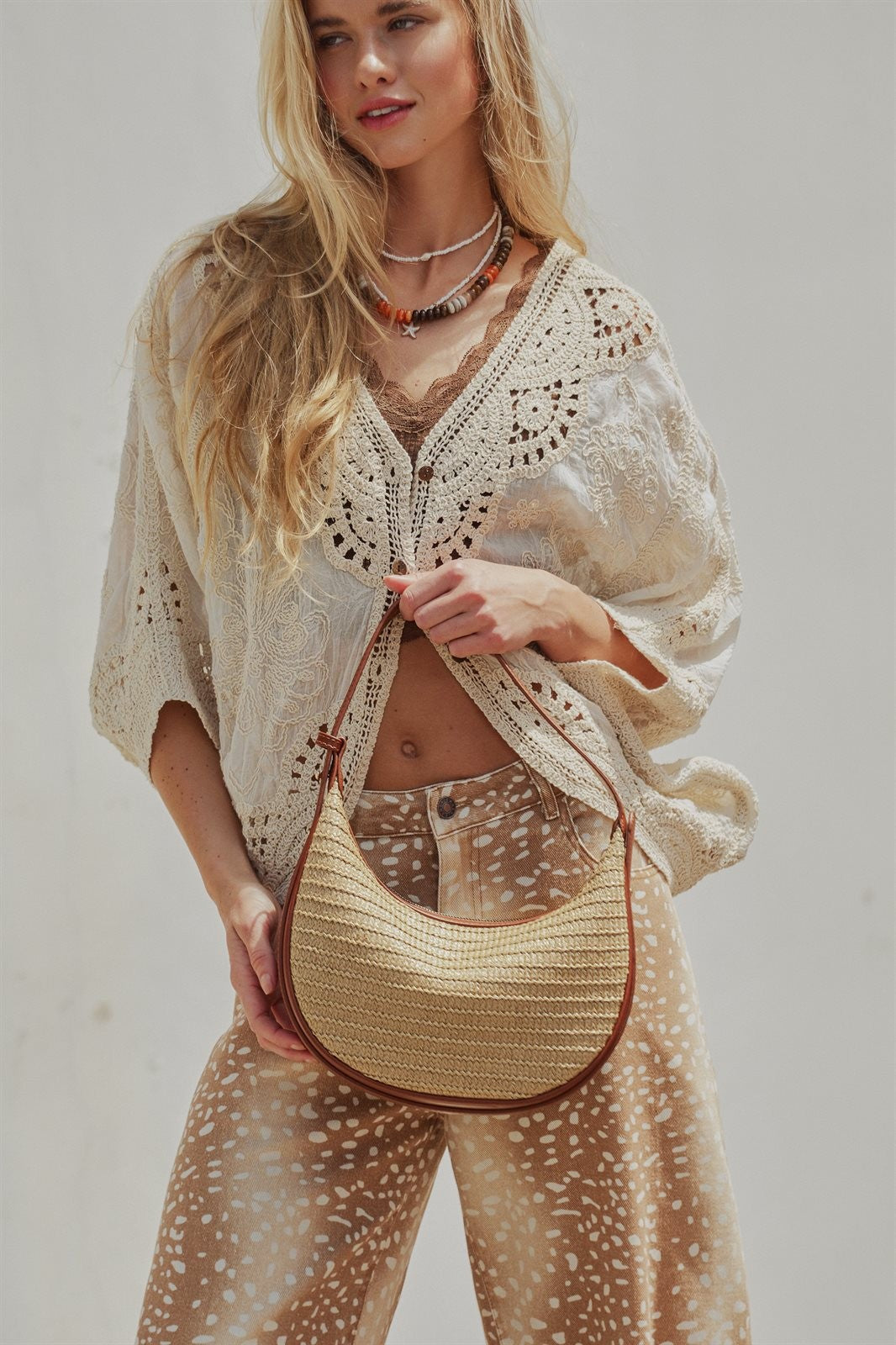 Golden Hour Crochet Kimono in Natural - Women's Wholesale Sweaters | Trend Notes
