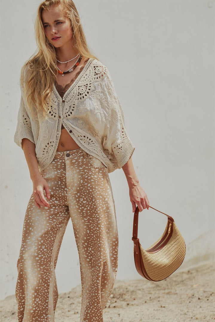 Golden Hour Crochet Kimono in Natural - Women's Wholesale Sweaters | Trend Notes