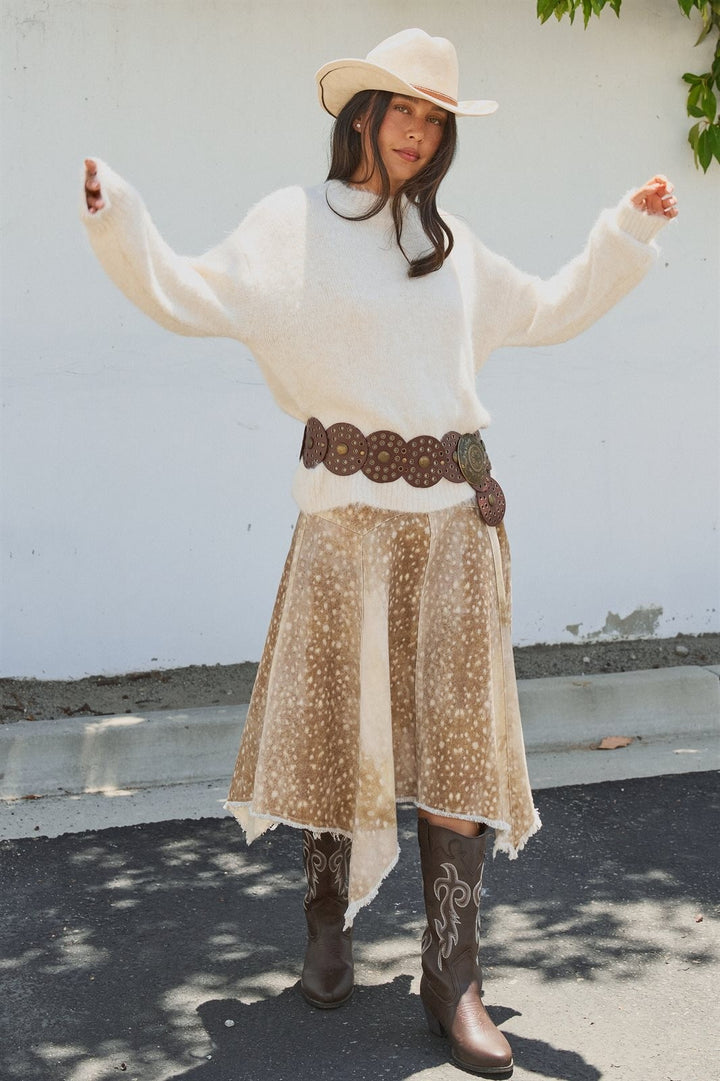 Texas Sequin Letter Fuzzy Wool Blend Pullover Sweater in Ivory - Women's Wholesale Sweaters | Trend Notes