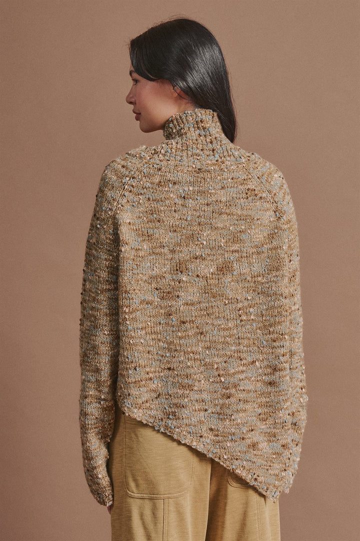 Chunky Knit Mock Neck Oversized Poncho Sweater in Brown - Women's Wholesale Sweaters | Trend Notes
