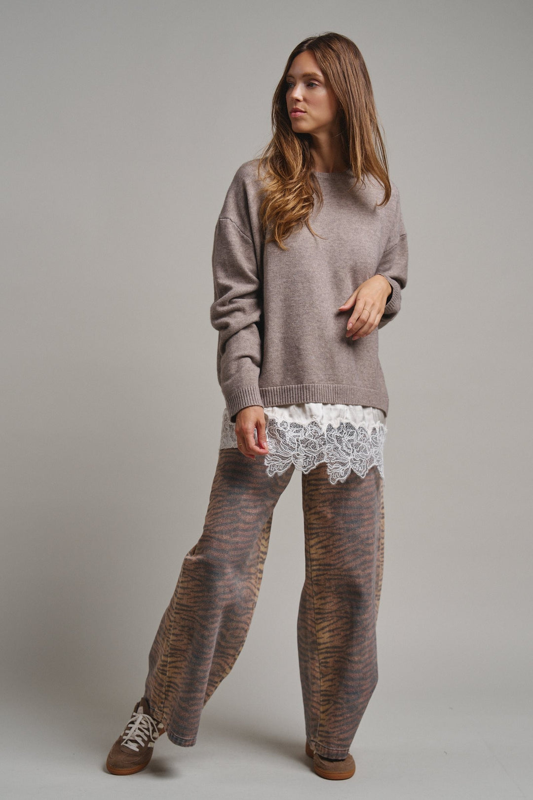 Soft Focus Oversized Crew Sweater in Mocha - Women's Wholesale Tunics | Trend Notes