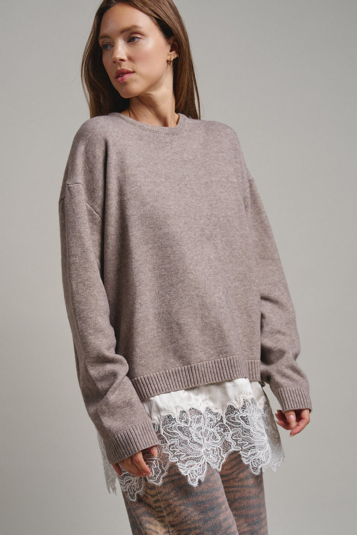 Soft Focus Oversized Crew Sweater in Mocha - Women's Wholesale Tunics | Trend Notes