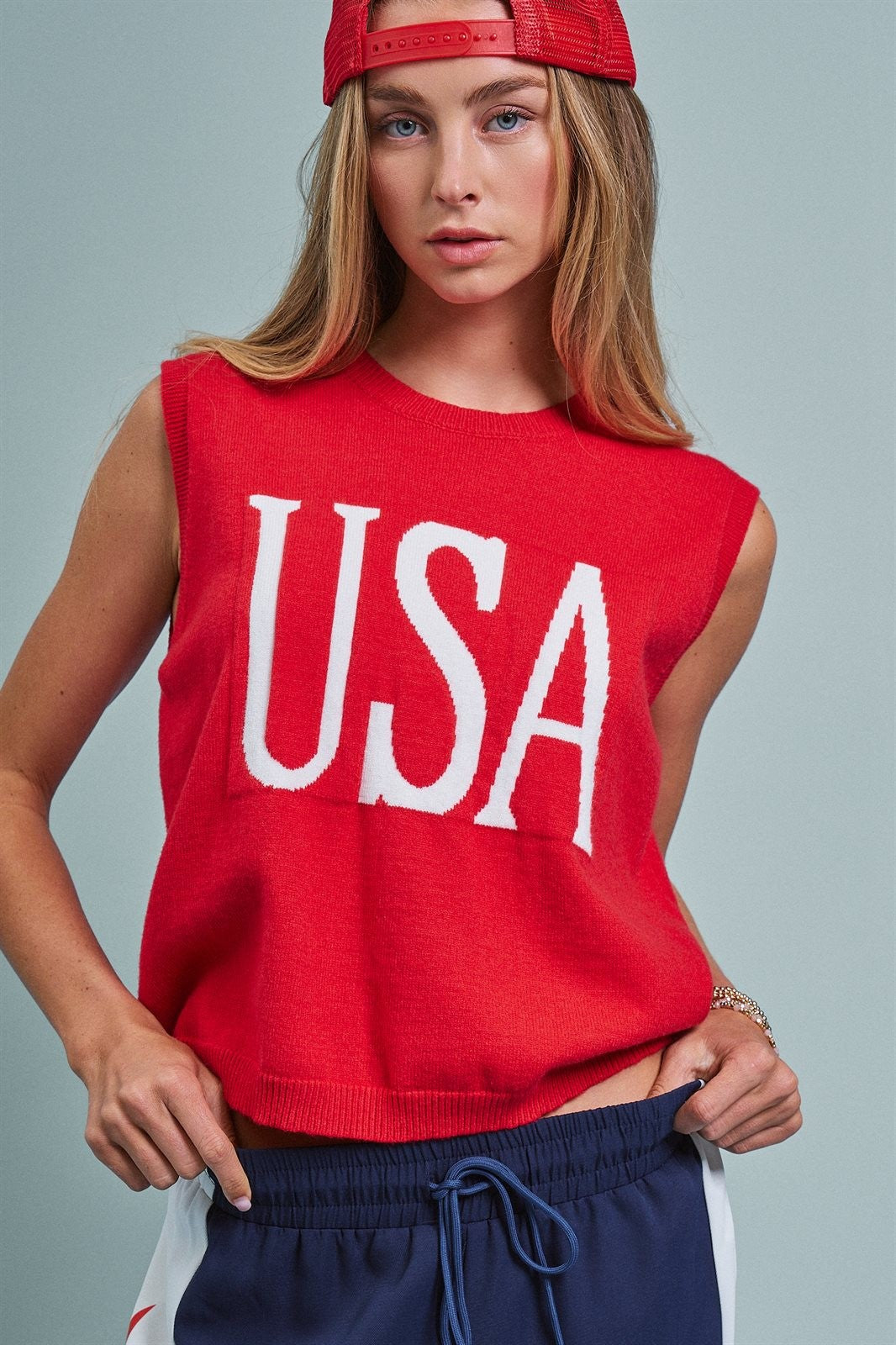 Team USA Soft Knit Tank in Red - Women's Wholesale Fashion | Trend Notes