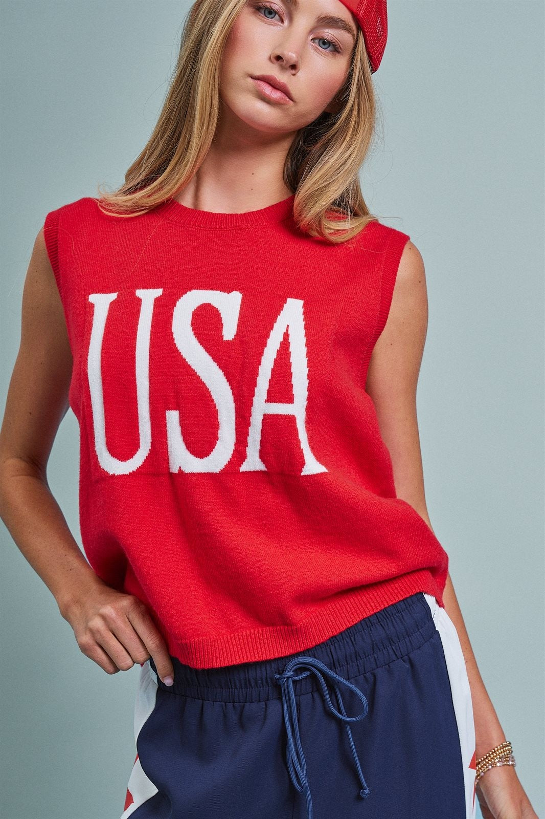 Team USA Soft Knit Tank in Red - Women's Wholesale Fashion | Trend Notes
