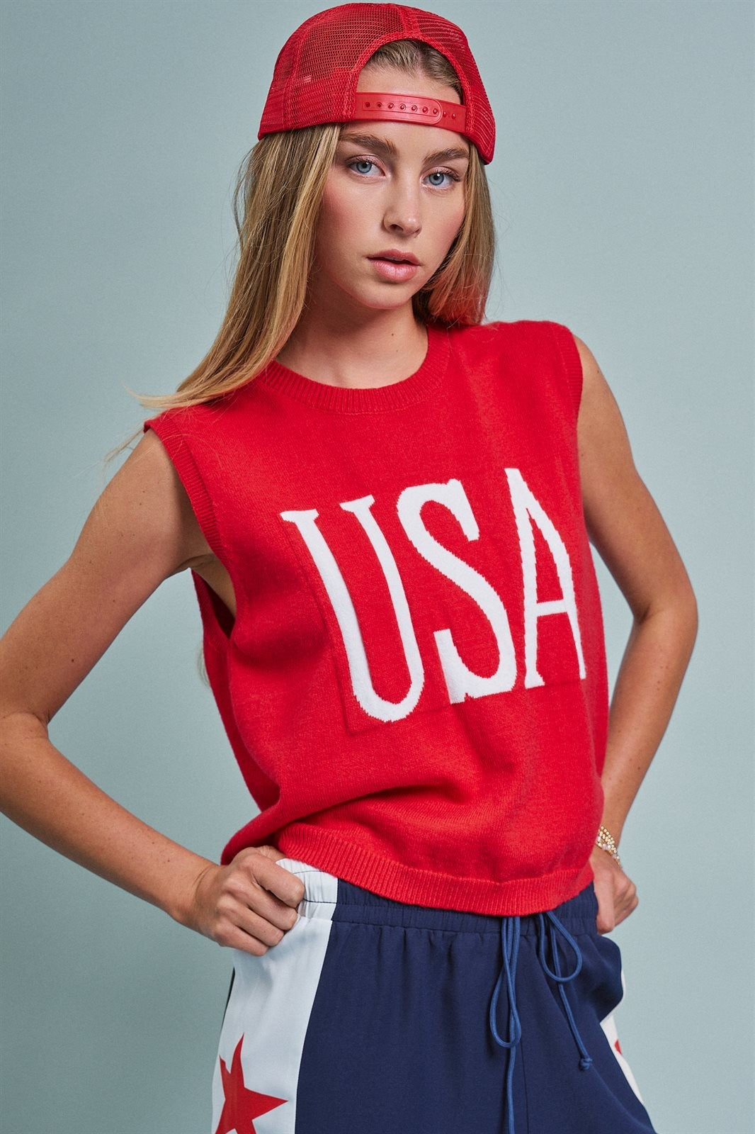 Team USA Soft Knit Tank in Red - Women's Wholesale Fashion | Trend Notes