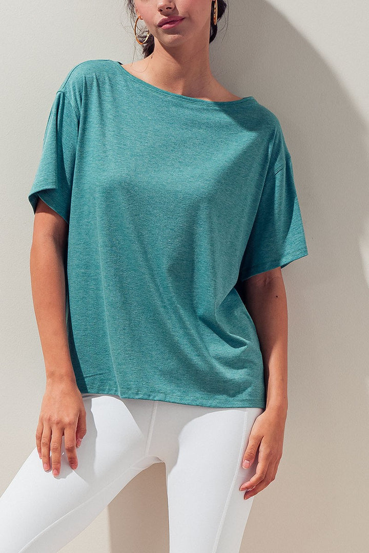 SOLID OVERSIZED DROP SHOULDER KNIT TOP in Teal Blue - Women's Wholesale Tunics | Trend Notes