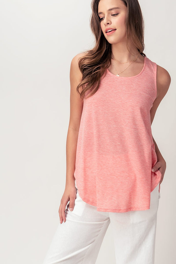 PLUS SIZE - Effortless Everyday Relaxed Tank Top in H Coral - Women's Wholesale Tanks & Camis | Trend Notes