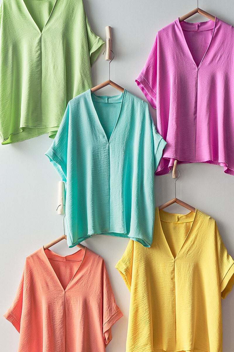 Effortless Boho V-Neck Top in Lavander - Women's Wholesale Tops | Trend Notes