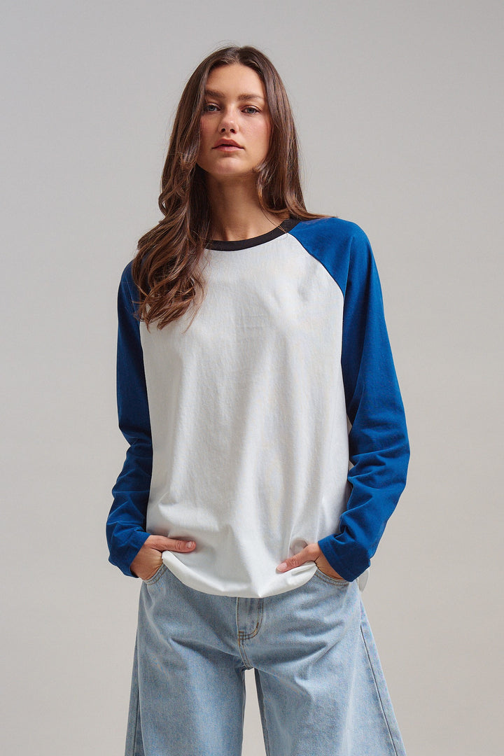 All-Star Vintage Baseball Tee in Blue - Women's Wholesale Tops | Trend Notes
