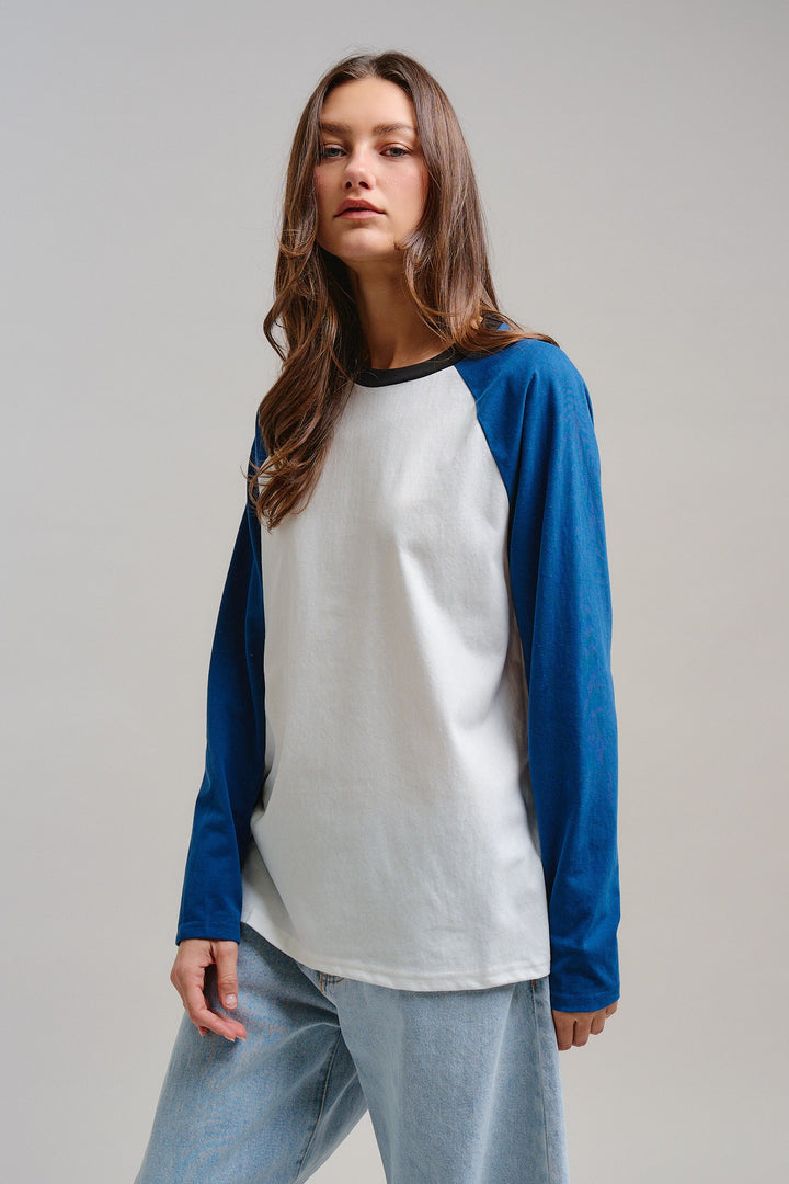 All-Star Vintage Baseball Tee in Blue - Women's Wholesale Tops | Trend Notes