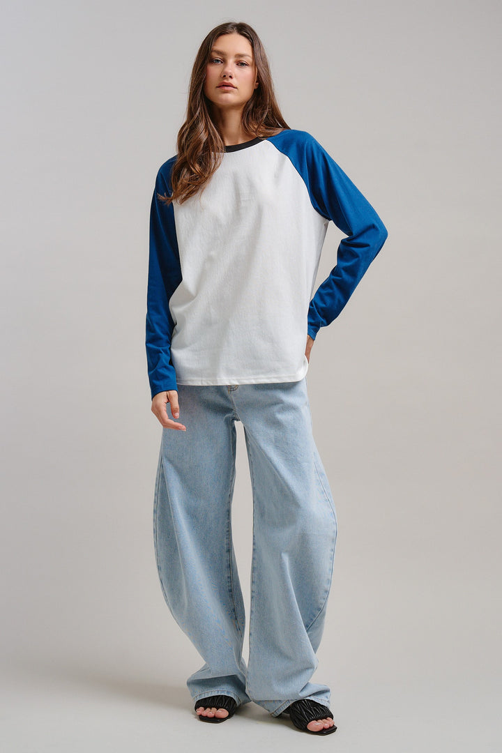 All-Star Vintage Baseball Tee in Blue - Women's Wholesale Tops | Trend Notes