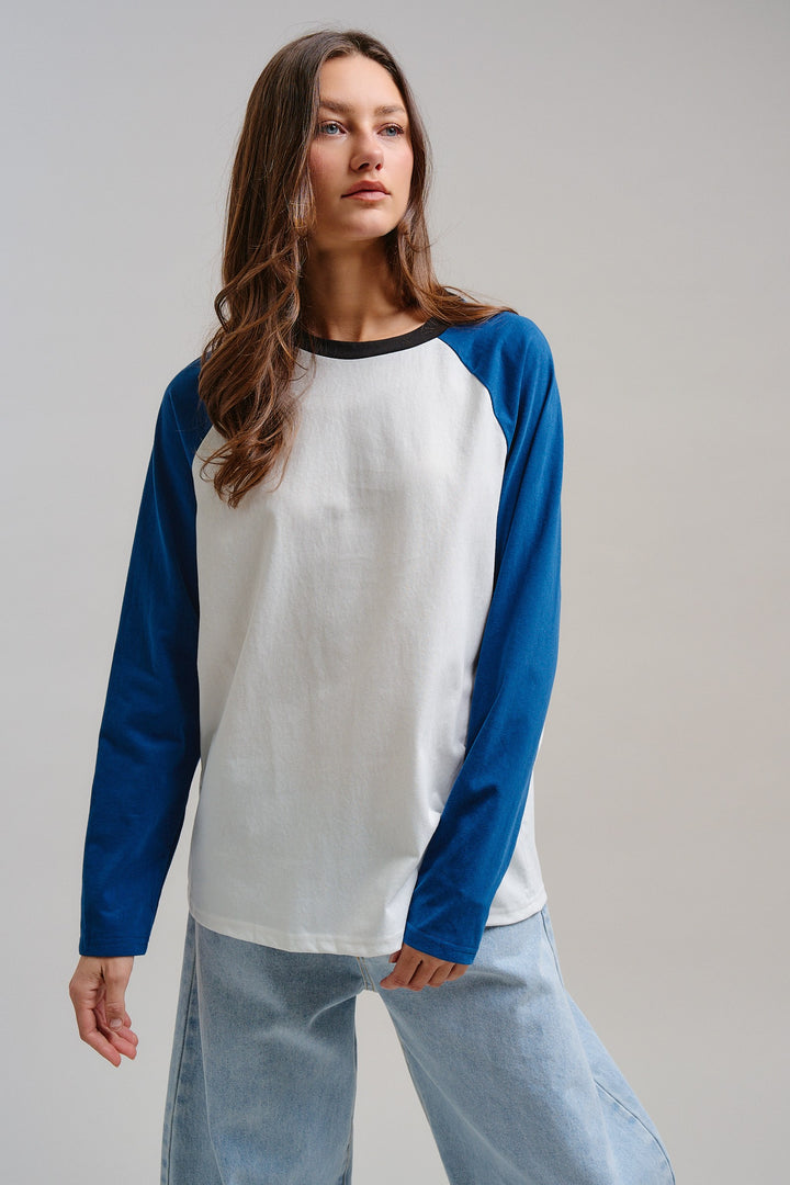 All-Star Vintage Baseball Tee in Blue - Women's Wholesale Tops | Trend Notes