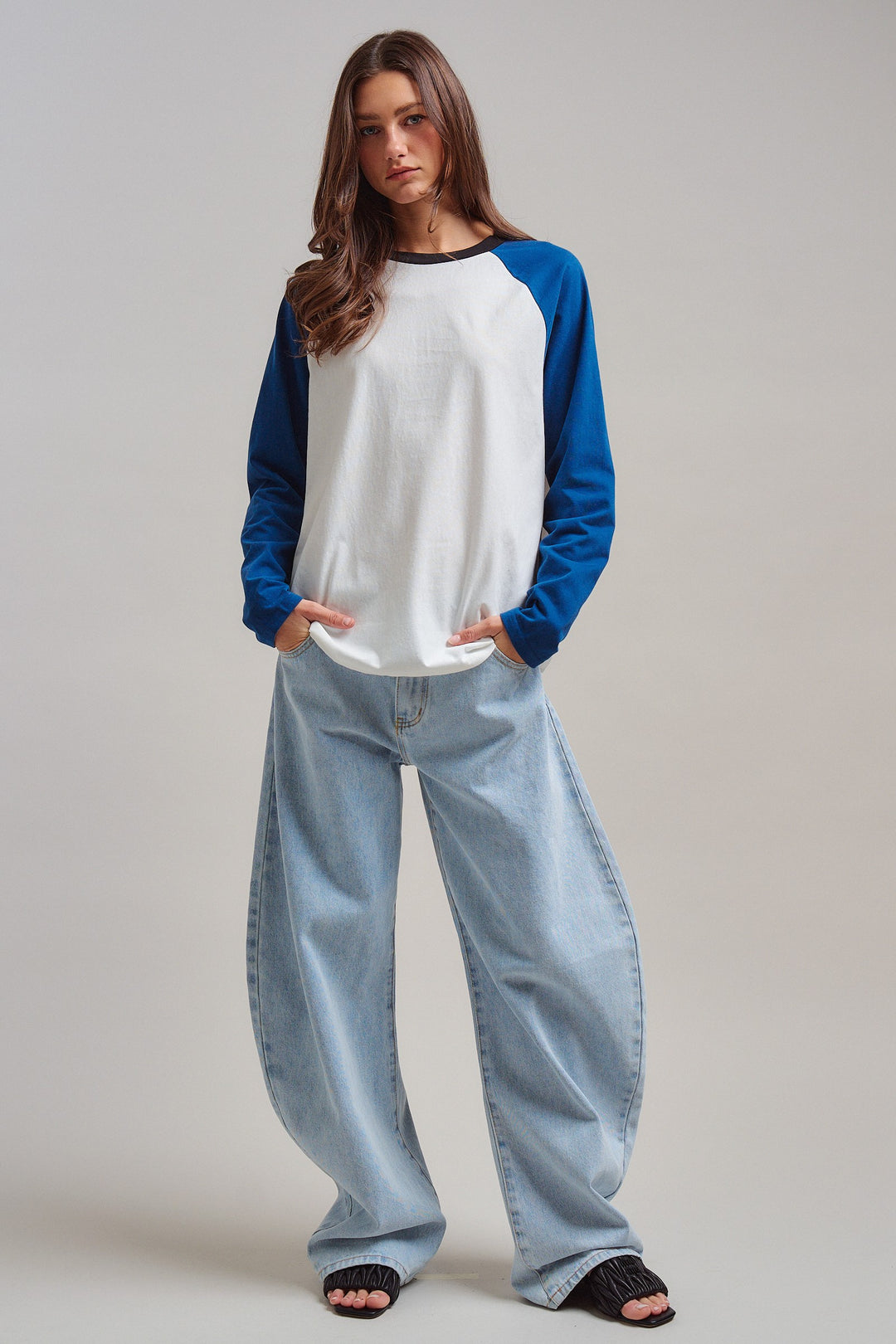 All-Star Vintage Baseball Tee in Blue - Women's Wholesale Tops | Trend Notes