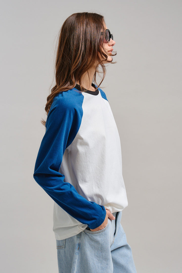 All-Star Vintage Baseball Tee in Blue - Women's Wholesale Tops | Trend Notes