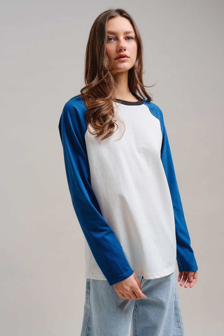 All-Star Vintage Baseball Tee in Blue - Women's Wholesale Tops | Trend Notes