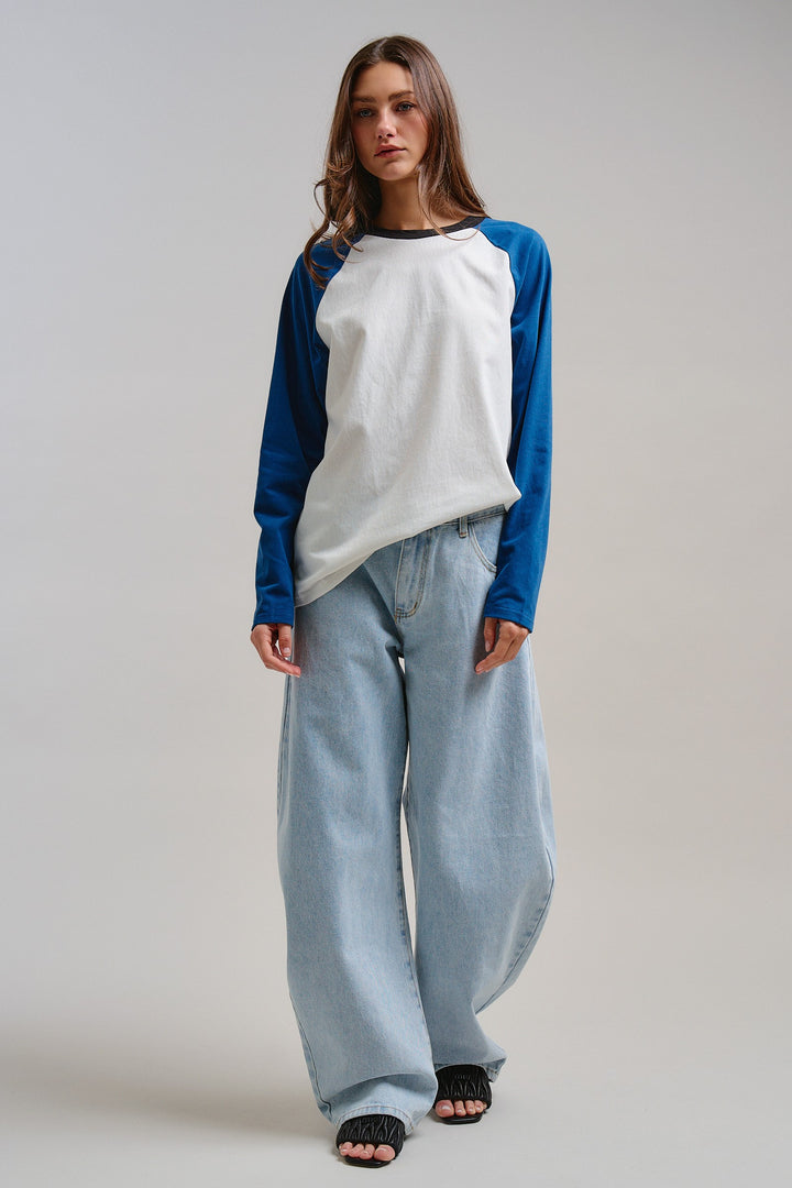 All-Star Vintage Baseball Tee in Blue - Women's Wholesale Tops | Trend Notes