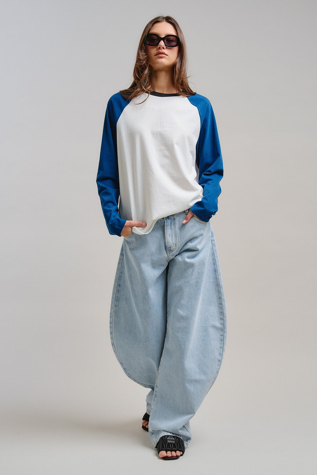 All-Star Vintage Baseball Tee in Blue - Women's Wholesale Tops | Trend Notes
