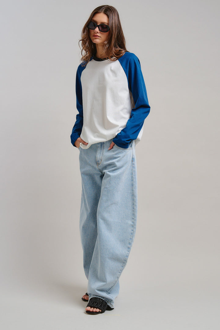 All-Star Vintage Baseball Tee in Blue - Women's Wholesale Tops | Trend Notes