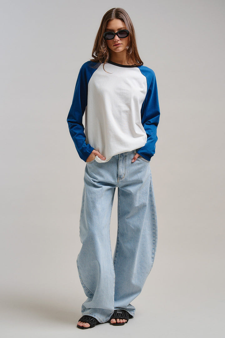 All-Star Vintage Baseball Tee in Blue - Women's Wholesale Tops | Trend Notes