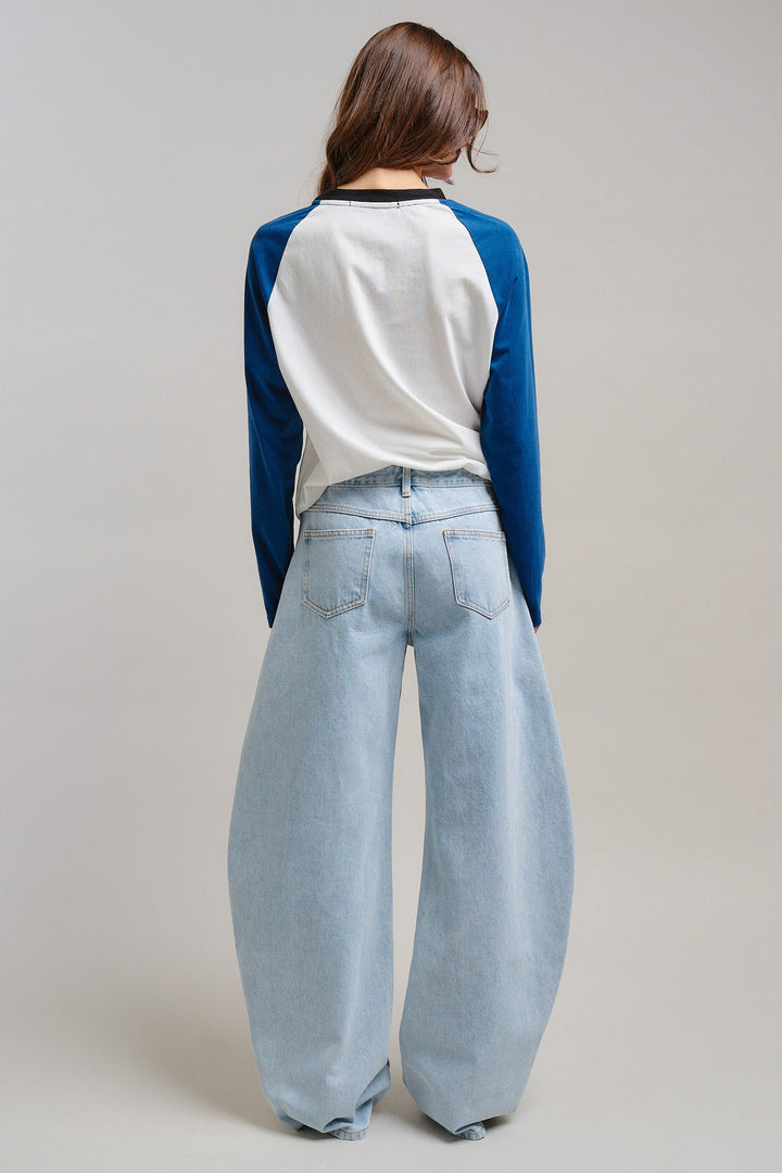 All-Star Vintage Baseball Tee in Blue - Women's Wholesale Tops | Trend Notes