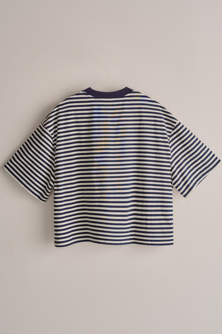 Laid Back Weekend Stripe Tee in Ivory Navy - Women's Wholesale Tops | Trend Notes